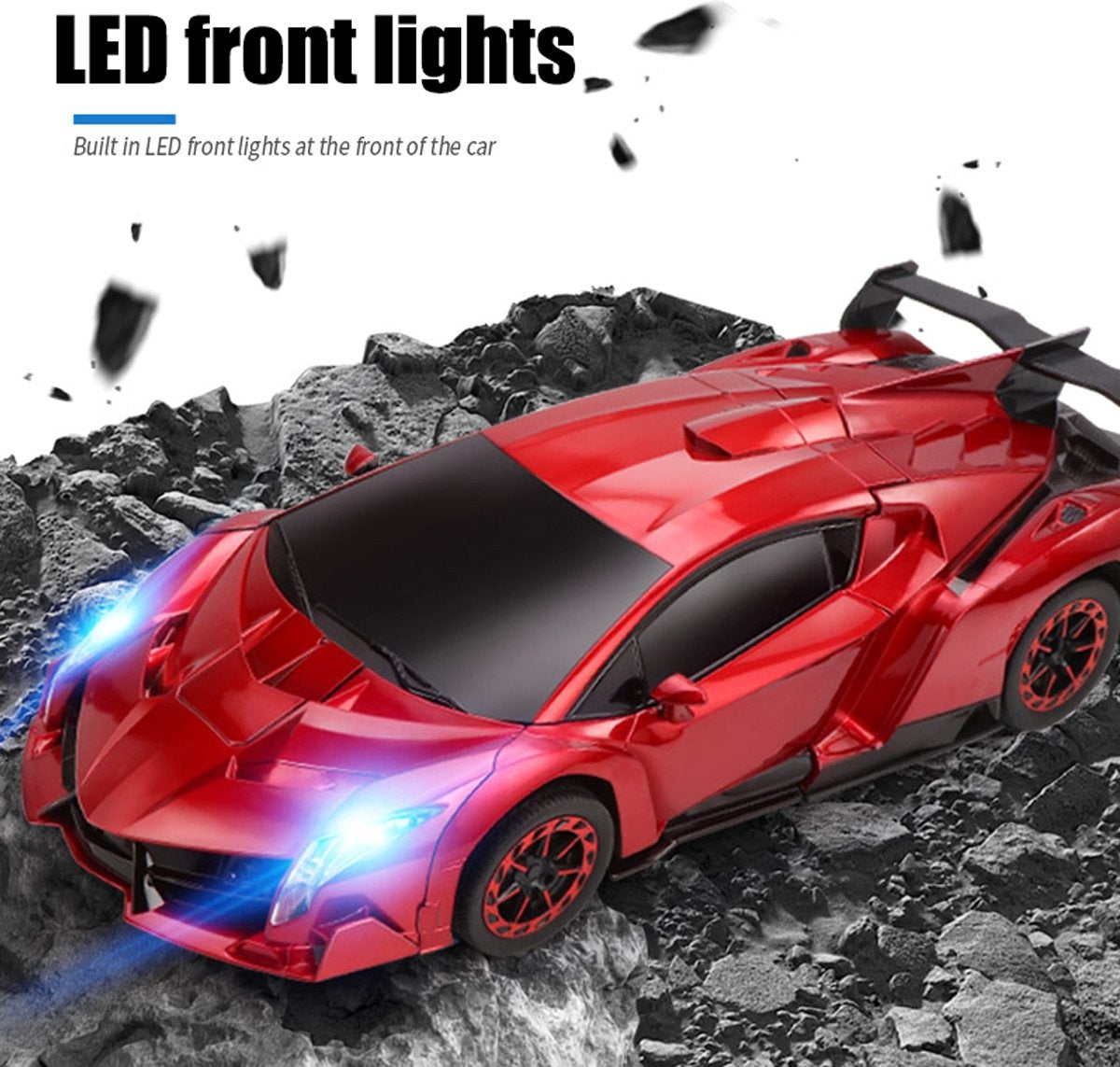 MEWAU 1:12 RC Transforming Car/Roboter - 2 in 1Ferngesteuertes Auto - Gestenerkennung - Spielzeugauto - Grau