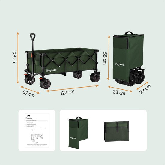 LifeGoods Wagon - XXL - faltbar - 300L - 150KG Tragfähigkeit - Grün