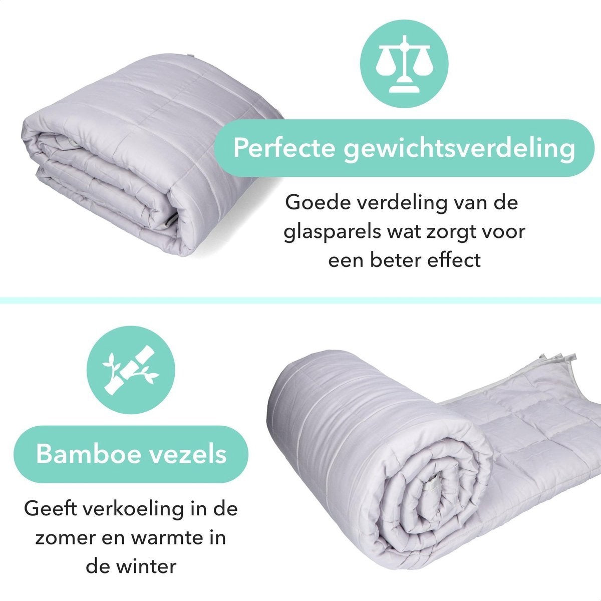 Litollo Beschwerungsdecke 10 kg mit Außenbezug - Beschwerungsdecke - strapazierfähiges Bambusmaterial - Grau - 150x200cm