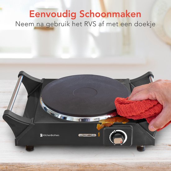 KitchenBrothers Elektrokochfeld - 1 Brenner - 1500W - Schwarz