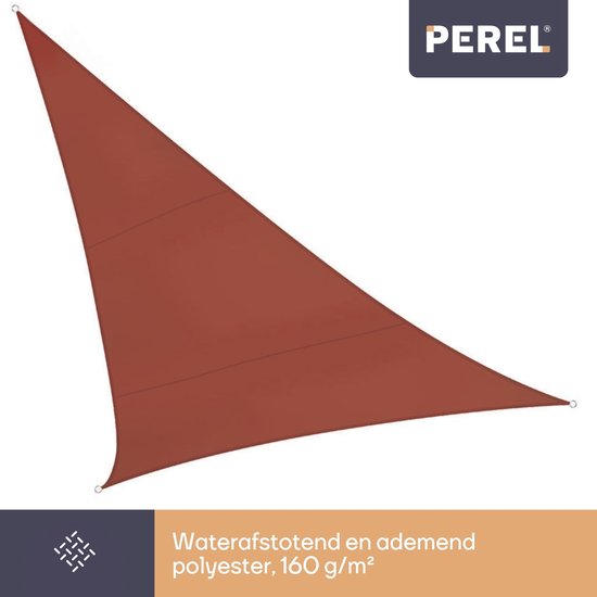 Perel Schattentuch, wasserabweisend, 5 x 5 x 5 m, 160 g/m², Polyester, Dreieck, terracotta
