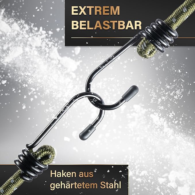 Heroism 10er-Set Gummizurrgurte mit Haken - TÜV/GS-geprüft, elastisch, 30-100 cm, für Transport, Camping und Sicherheit