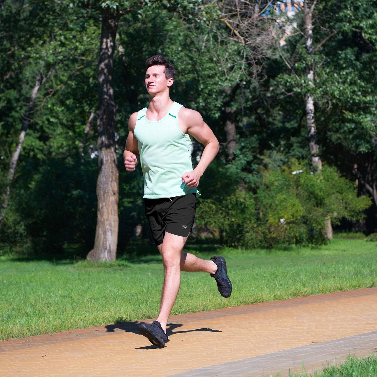 MWÂ® - Sporthosen für Männer - Fitnesshosen - Laufhosen - Sportbekleidung - 2 in 1 Shorts - (Schwarz - L)