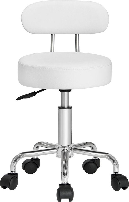 Casaria Drehhocker mit Rückenlehne - 360°/höhenverstellbar - Weiß