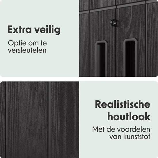 LifeGoods Gartenkabinett Vertikal - 1340L - Aufbewahrungsschrank - Wasserdicht & UV-beständig - Gartenkiste - Schwarz