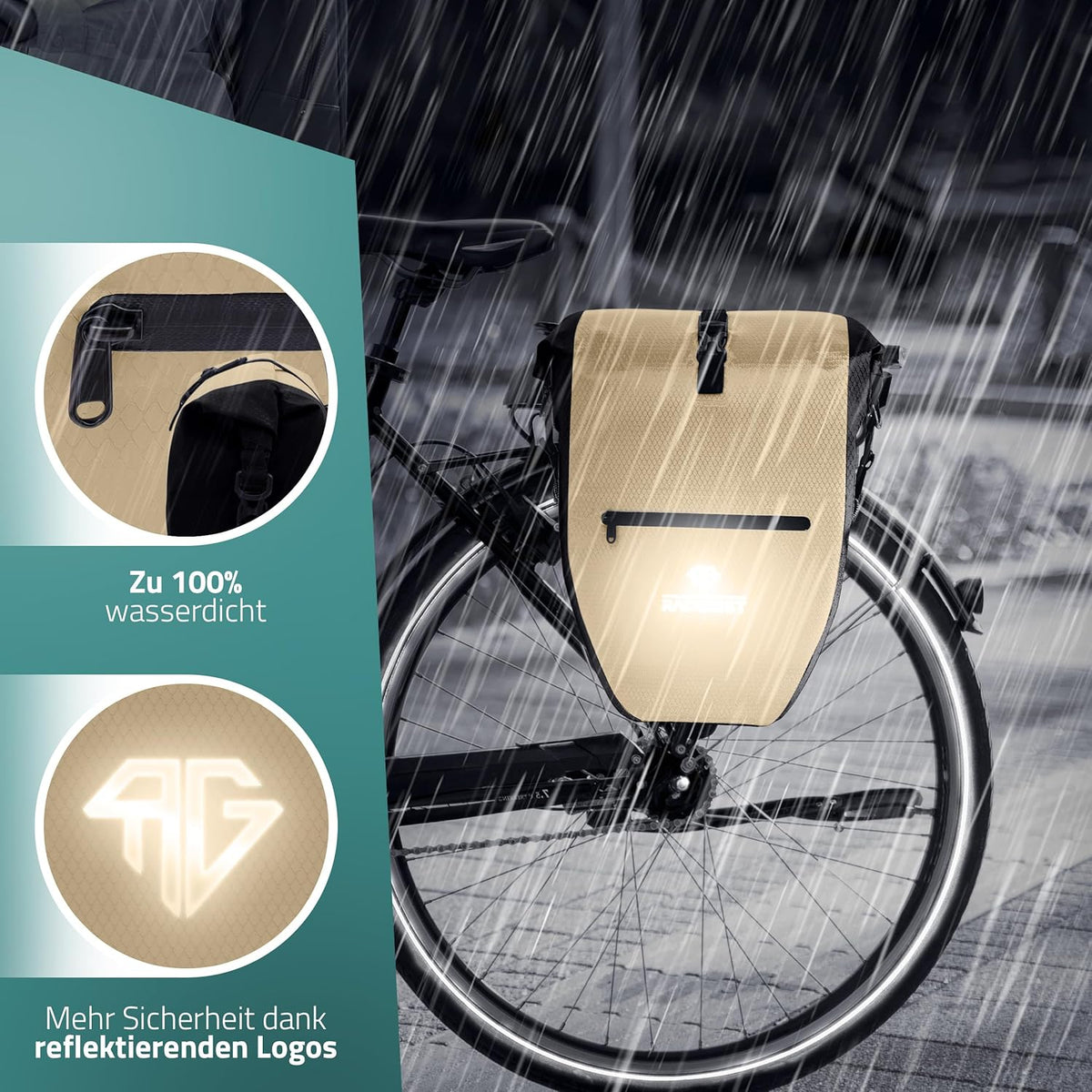 RADGEIST Fahrradtasche für Fahrradträger Set - 2X Tasche für Fahrradträger - Gepäcktasche wasserdicht & Umhängetasche - Fahrradtasche mit Reflektoren