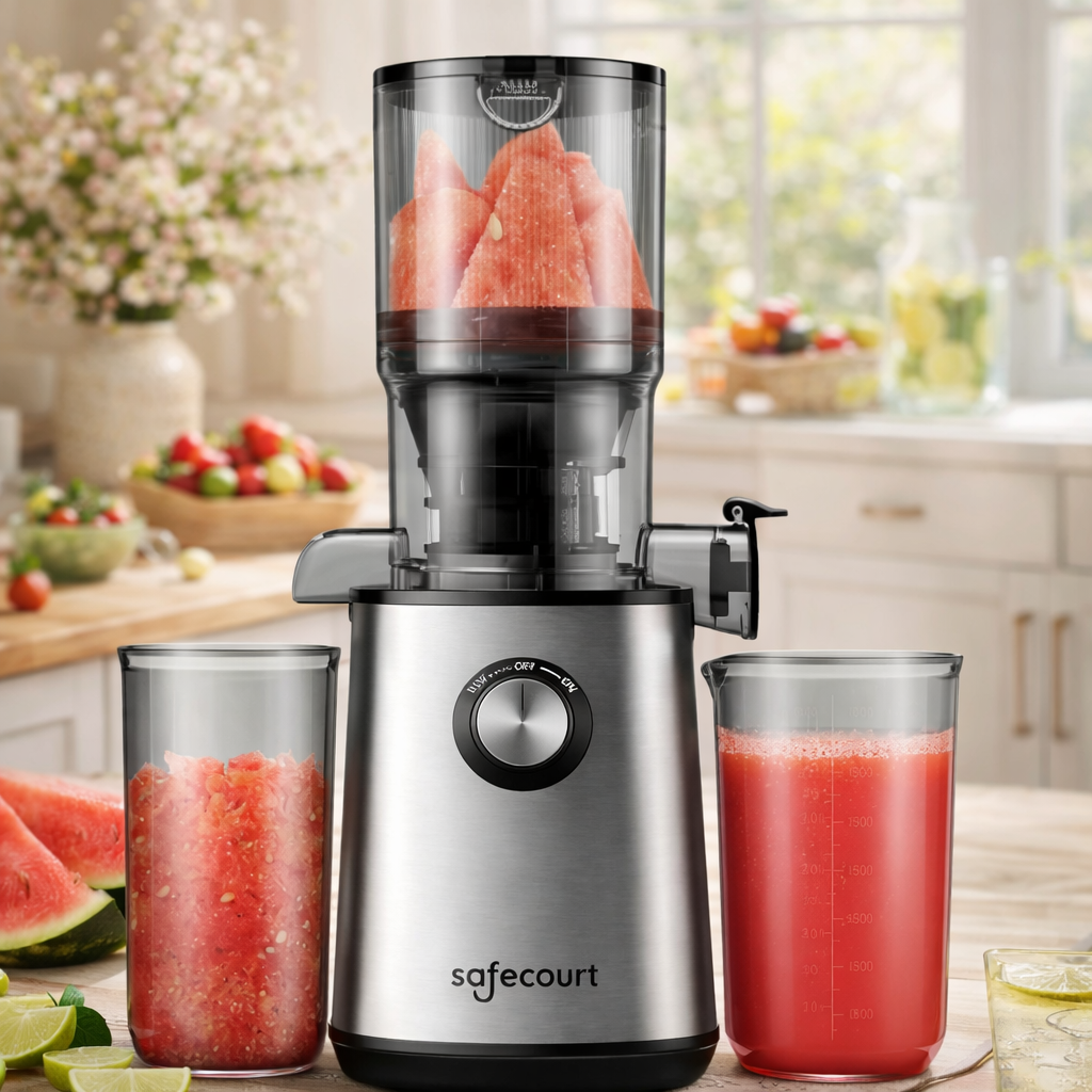 Safecourt Kitchen Entsafter - Für Obst & Gemüse - XXL Einfüllöffnung - Leistungsstarker 200W Motor