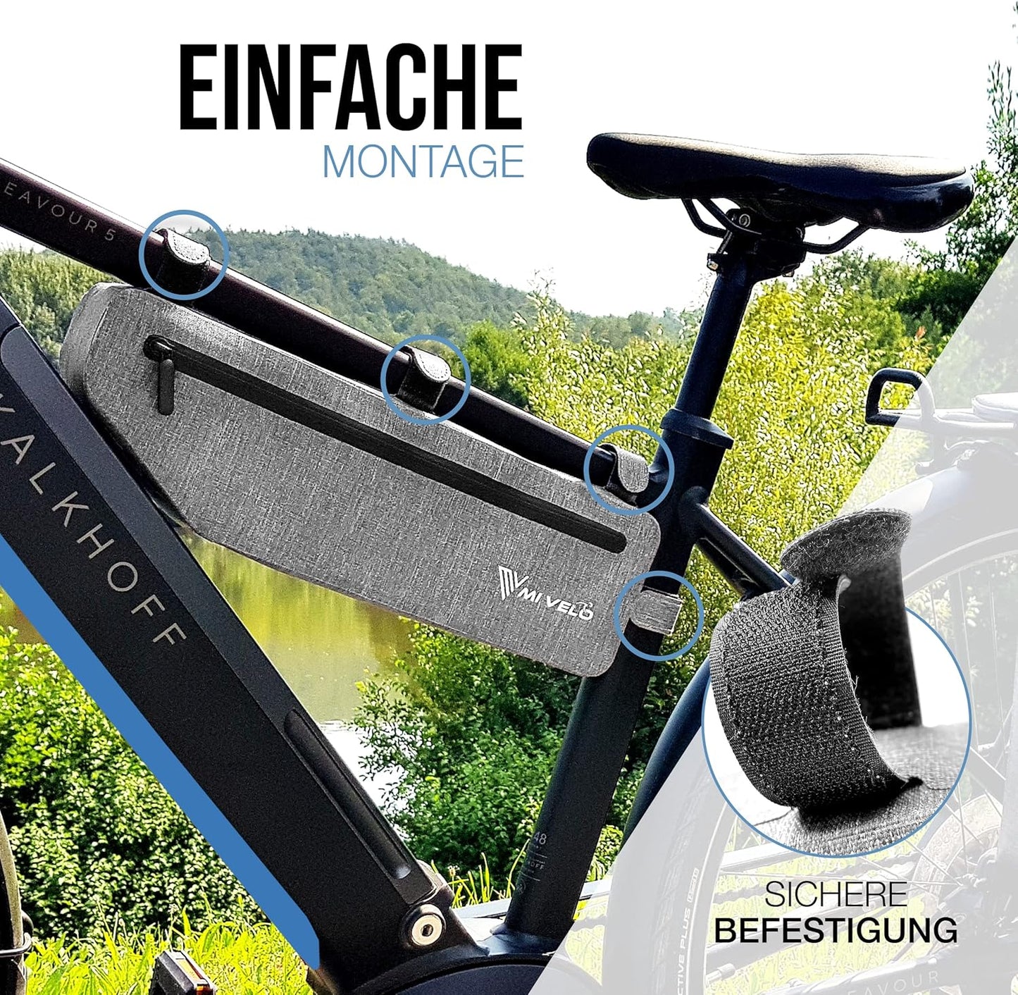 MIVELO - Gepäckträgertasche - 3L - Wasserdicht - Grau - 41 x 7 x 13 cm
