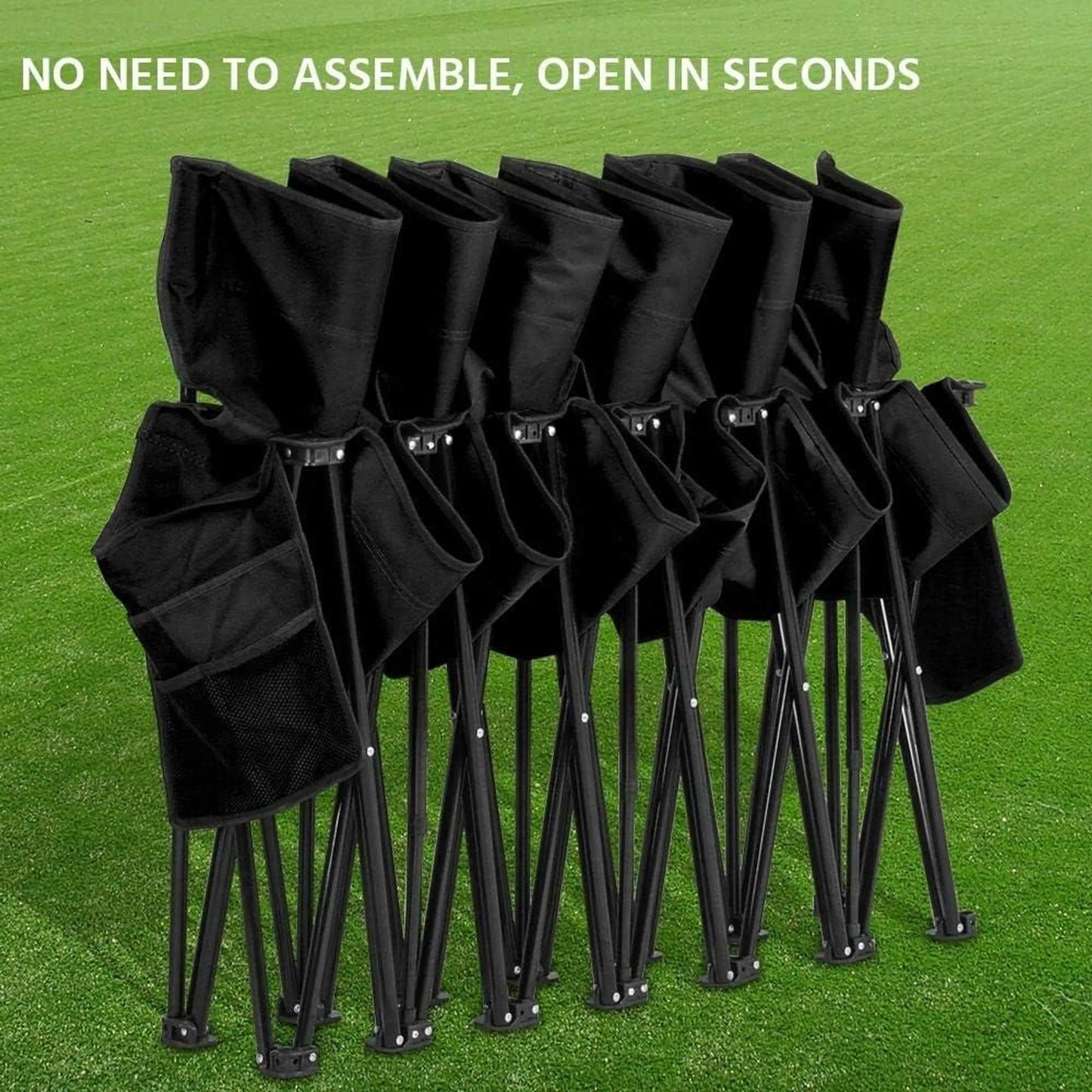 Yaheetech Camping Bank faltbar 6-Personen - 270 x 49 x 82 cm - Ausgestattet mit 600D Oxford-Gewebe und Tragetasche und Seitentaschen - Für Sportmannschaften und Veranstaltungen - Schwarz Metall