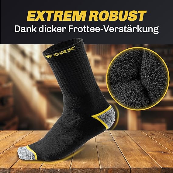 HELDENWERK 10 Paar Arbeitssocken für Herren, hochwertige | verstärkte Arbeitssocken aus atmungsaktiver Baumwolle | robuste Arbeitssocken mit bequemem Bund - Größe 35-38