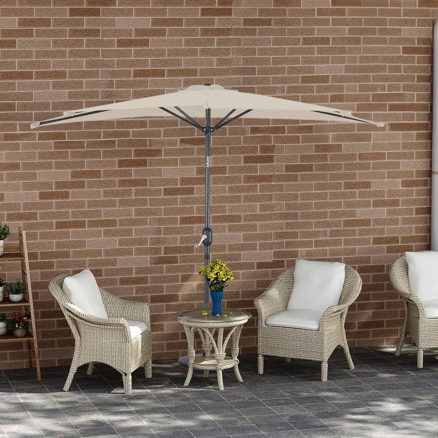 Angel Living Balkon-Sonnenschirm - halbrund - 245 x 122 cm - Creme