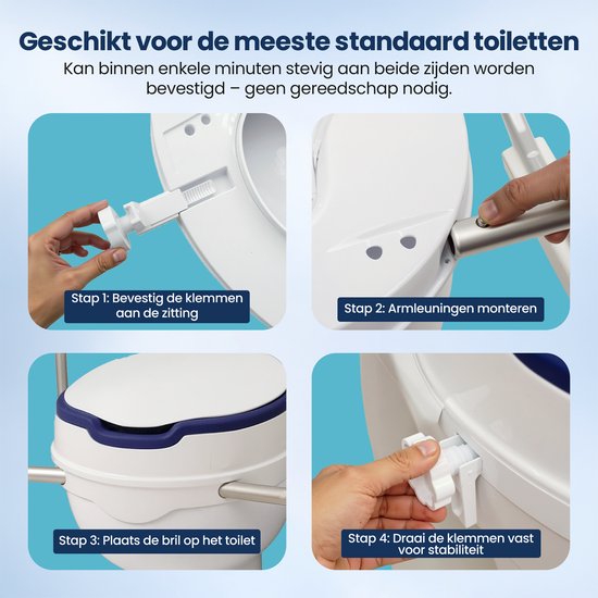 Truesafe Toilettensitzerhöhung 10 cm – Universalgröße – Mit Armlehne und Deckel – Erhöhter Toilettensitz – Ergonomisches Sitzkissen – Sitzerhöhung für Erwachsene und Senioren