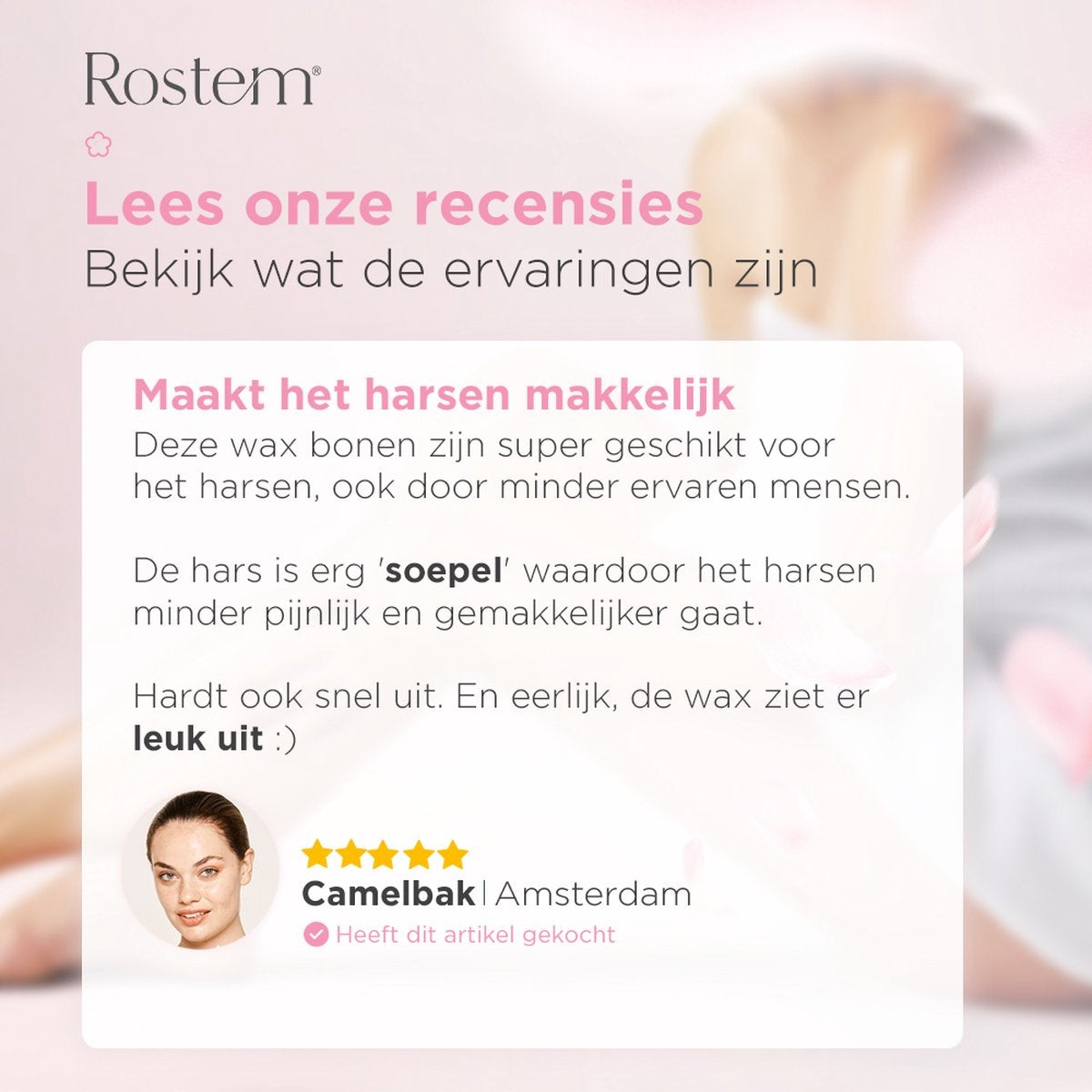 RostemÂ® Luxe Harzbohnen - Hartwachsbohnen - Heißwachs - Wachsbohnen - Rosa Rose 1KG - Inkl. 10 Spatel