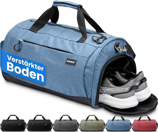 Herowerk Sporttasche mit Schuhfach und Nassfach - Trainingstasche für Damen und Herren - Reisetasche, Fitnesstasche oder Sporttasche - 48 x 36 x 25 cm - 30L - Dunkelblau