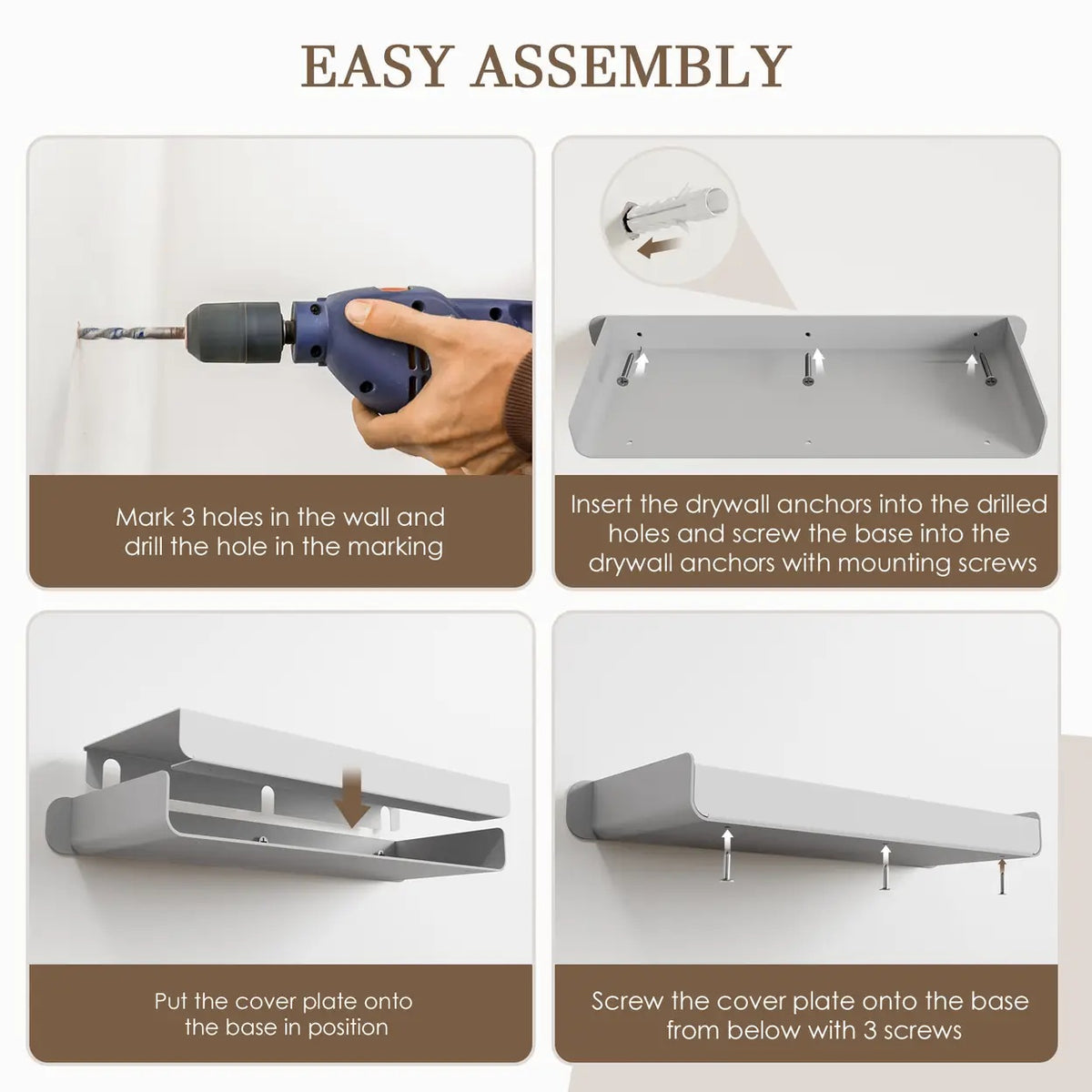 KAPANOU Wandregal – Aluminium – Grau