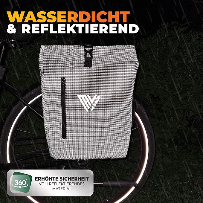 MIVELO 3-in-1 Packtasche - Rucksack & Umhängetasche - Wasserdicht - Mit Laptopfach - 20L - Schwarz Reflektierend
