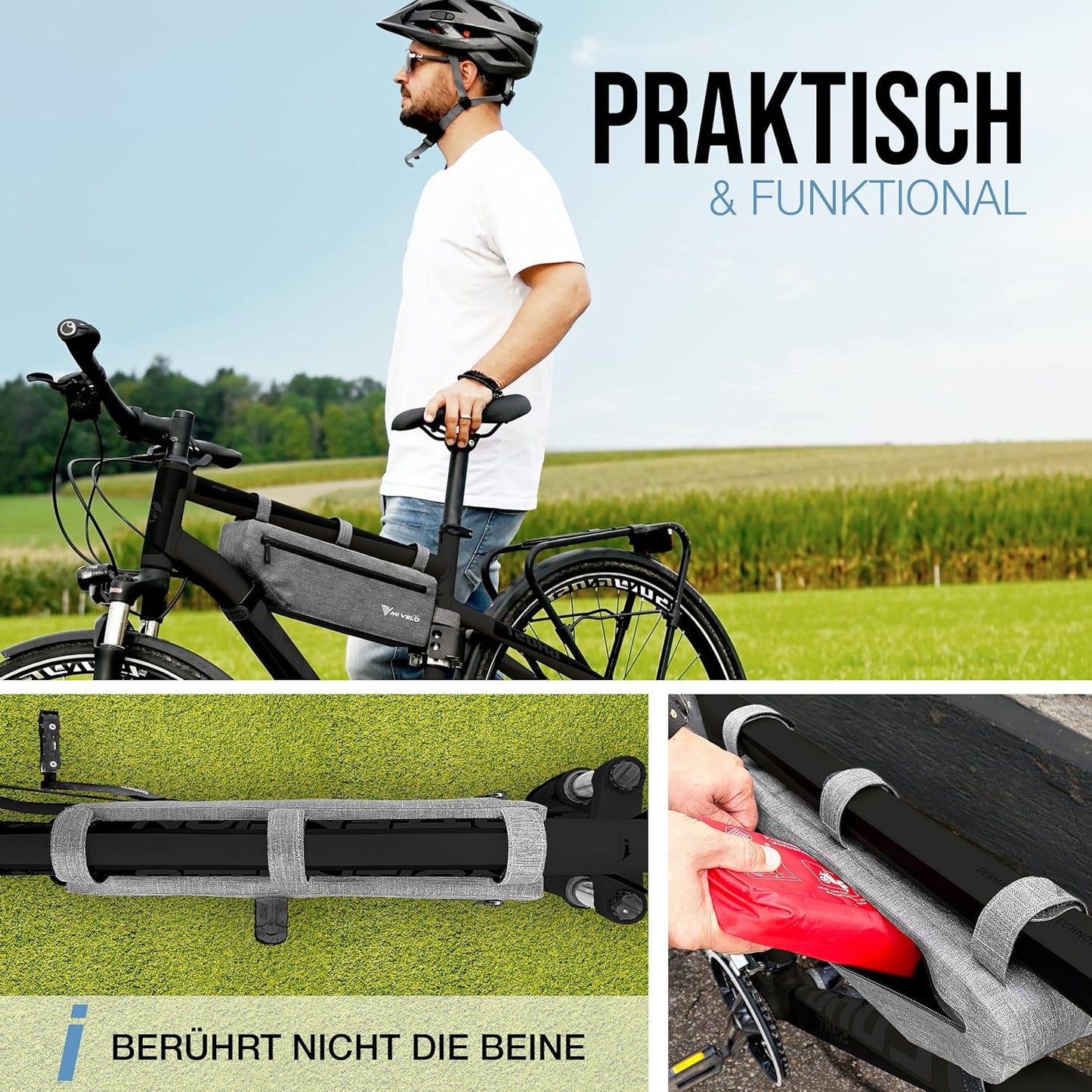 MIVELO - Gepäckträgertasche - 3L - Wasserdicht - Grau - 41 x 7 x 13 cm