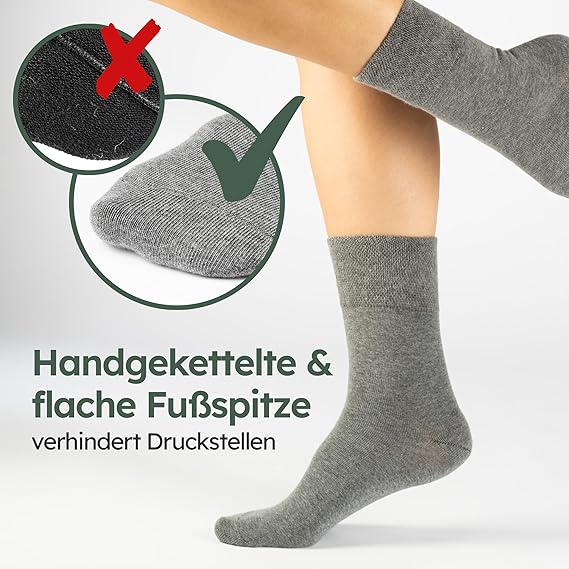 HELDENWERK Komfortsocken für Damen und Herren, 6 Paar, bequeme Socken ohne Gummibund und Naht aus 97% Baumwolle, extra breite Gesundheitssocken mit Komfortbund - Größe35-38