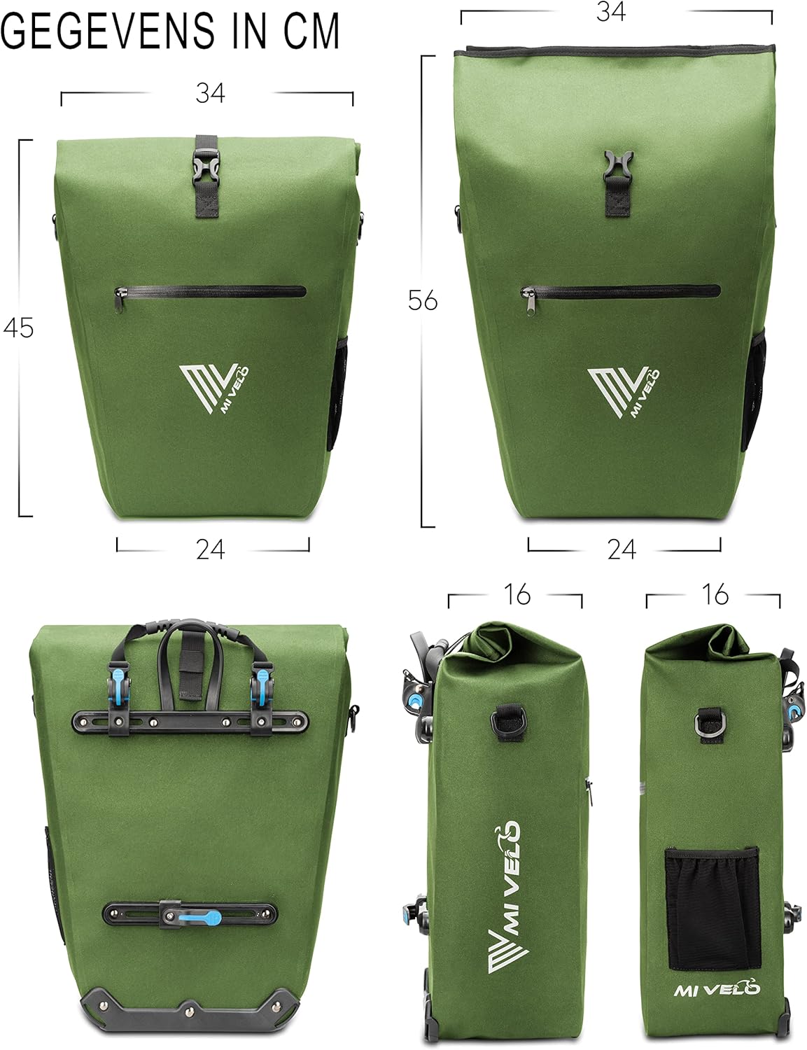 MIVELO Wasserdichte Packtasche 3-in-1 - Mit Laptop-Tasche und Schultergurt - 25L - Olivgrün