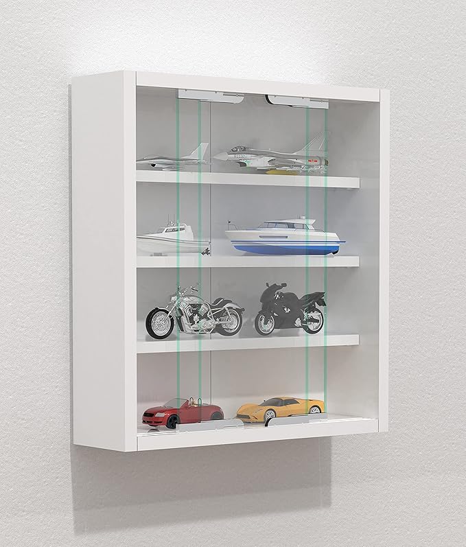 VCM Agisa S Hängevitrine - Wandvitrine mit gehärtetem Glas, 3 verstellbare Einlegeböden, modern und platzsparend - Weiß - 40x37x10 cm