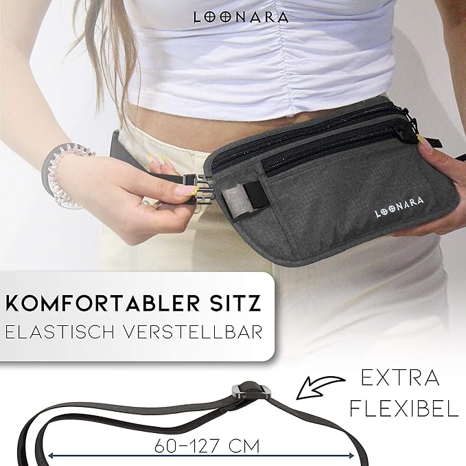 loonara Reise-Hüfttasche grau 2tlg.