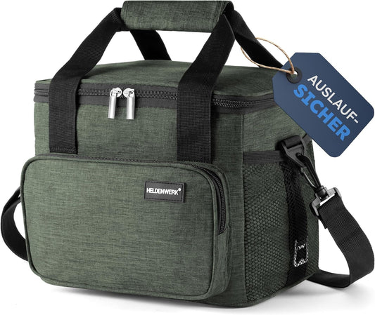 HELDENWERK Kühltasche klein & faltbar - 10 Liter Thermo-Lunchbag - wasserdicht & auslaufsicher - isolierte Picknick- und Kühltasche - mit Flaschenöffner - olivgrün