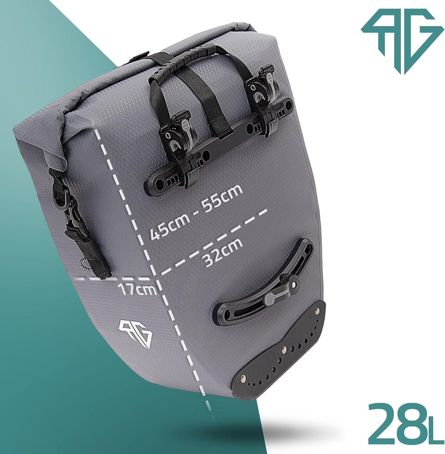 RADGEIST Fahrradtasche - Für Fahrradträger - Set - 2X - Wasserdicht & Umhängetasche - Mit Reflektoren