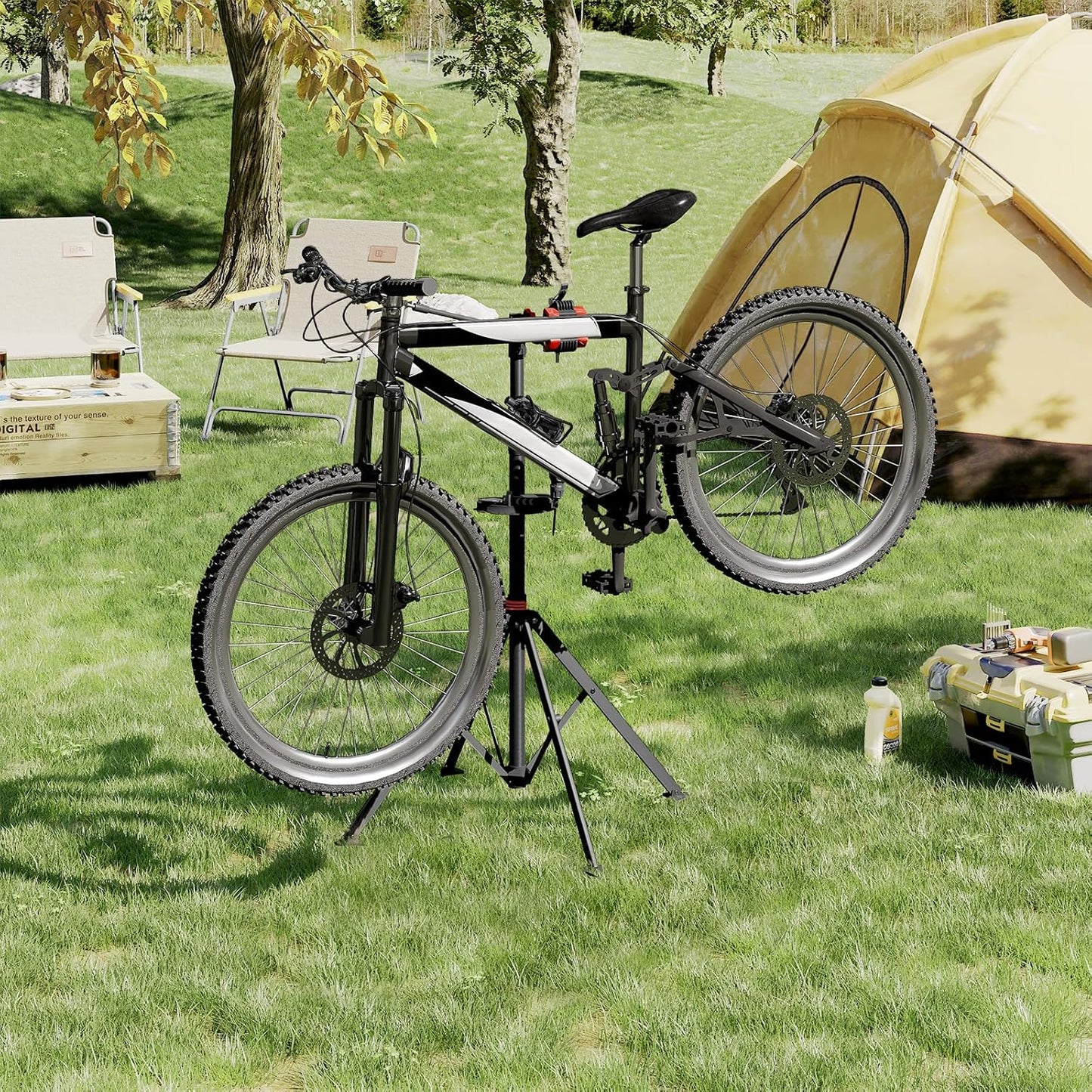 WOLTU Fahrrad-Montageständer Schwarz – 105–185 cm verstellbar – um 360° drehbar – bis zu 25 kg