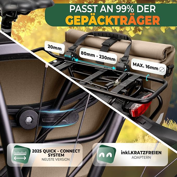 MIVELO Packtasche - Wasserdicht & Inkl. Schultergurt - 20 Liter - Sandbeige