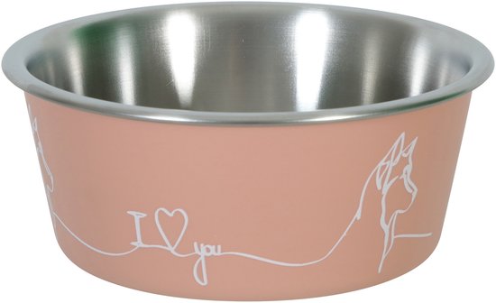 Zolux Love Hundenapf – Innenseite aus Edelstahl – Rosa – 1700 ml