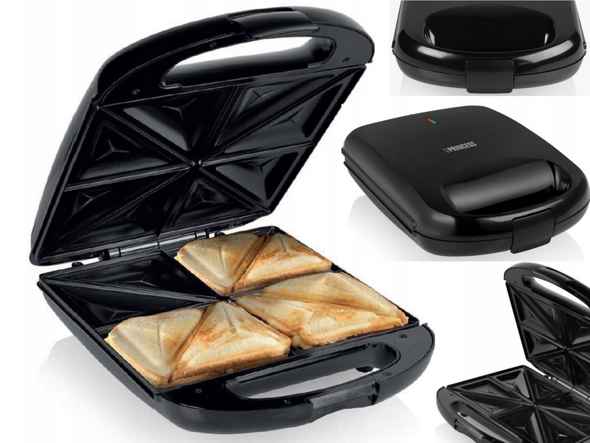 Princess Sandwichmaker XL – Toaster für 4 Sandwiches – 25 x 22 cm – Schwarz