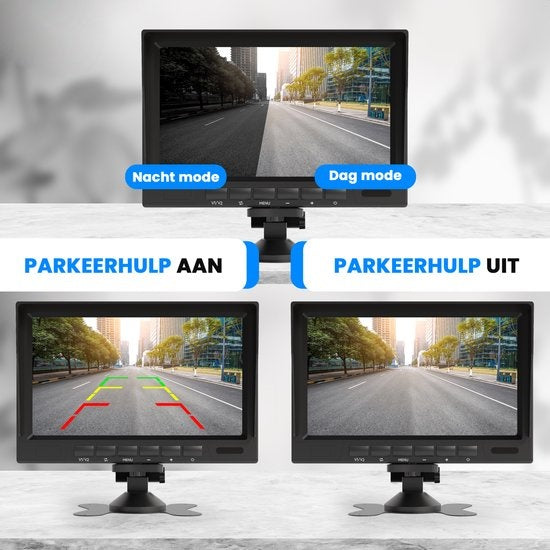 Strex - Rückfahrkamera-Set - 2 Kameras - HD 1080P - 7" Bildschirm - 18LED Nachtsicht 15m - IP69 Wasserdicht - Schwarz