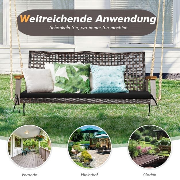 Coast 2-Sitzer-Hängesofa mit Kissen – Schwarz – 131 x 68 x 54 cm
