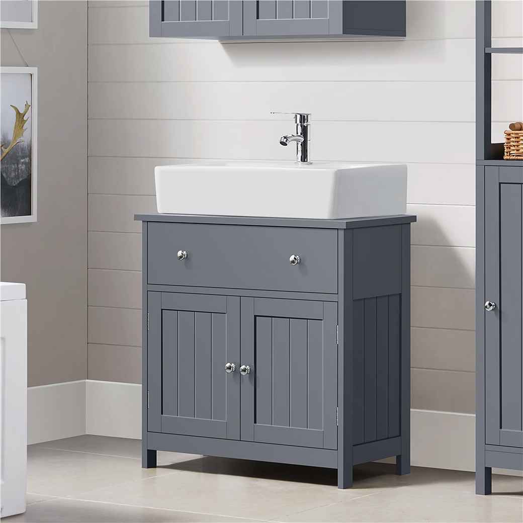 Waschbeckenunterschrank – Schublade – 2 Türen – MDF – 60 x 30 x 60 cm – Dunkelgrau