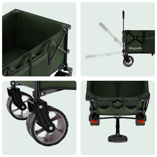LifeGoods Wagon - XXL - faltbar - 300L - 150KG Tragfähigkeit - Grün