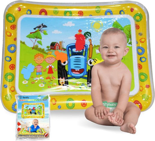 Tenify Wasser Spielmatte - Wasser Matte - Spielmatte - Aufblasbar - Tummy Time - Baby Spielzeug 0 Jahr - Baby Geschenk - Gelb
