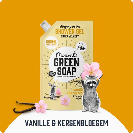 Marcel's Green Soap Duschgel-Nachfüllpackung – Vanille & Kirschblüte – 6 x 500 ml