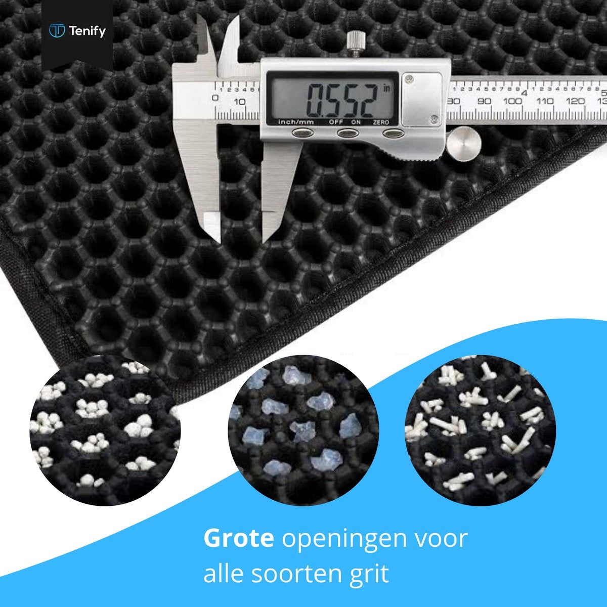 Tenify Litter Box Mat + Extra Litter Box Scoop - 40 x 50 cm - Wasserdicht - Doppellagig - Wabenstruktur - Auslaufmatte - Matte