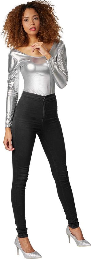 Dressforfun Faschingskostüm Metallic Body Silber – Damen – Größe M