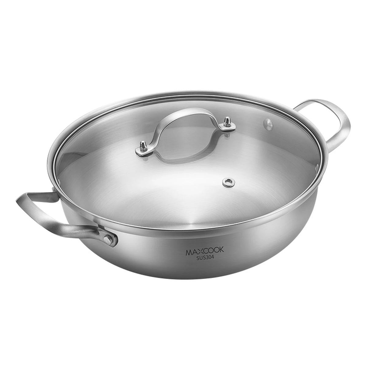 Maxcook Hotpot, 3-lagig, Edelstahl 304 – 28 cm – Doppelgriff, induktionsgeeignet