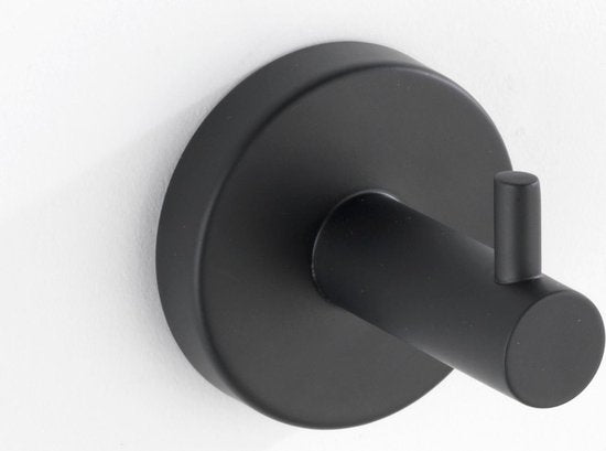 WENKO Handtuchhaken Bosio aus Edelstahl, schwarz matt – Handtuchhaken – Handtuchhalter – Wandhaken