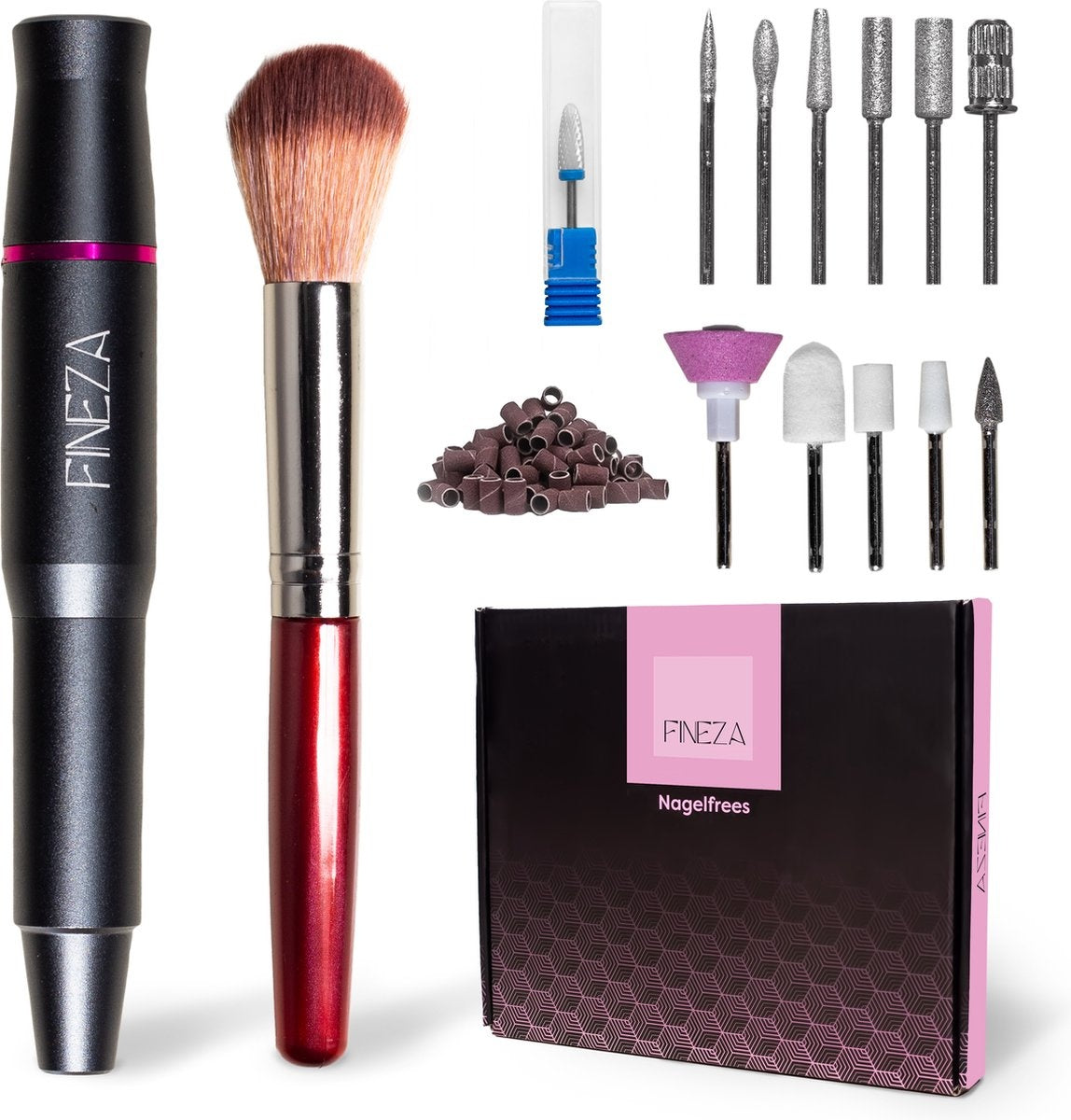 Fineza Nagelfeile - Elektrisch - Nagelfeile - Inklusive Bits - Inklusive Schleifrollen - Hornhautentferner - Maniküregerät - Pediküre-Set - Grau
