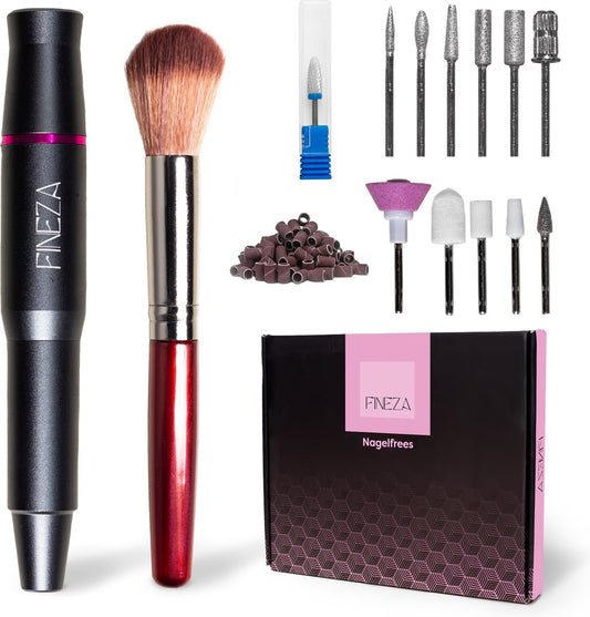 Fineza Nagelfeile - Elektrisch - Nagelfeile - Inklusive Bits - Inklusive Schleifrollen - Hornhautentferner - Maniküregerät - Pediküre-Set - Grau