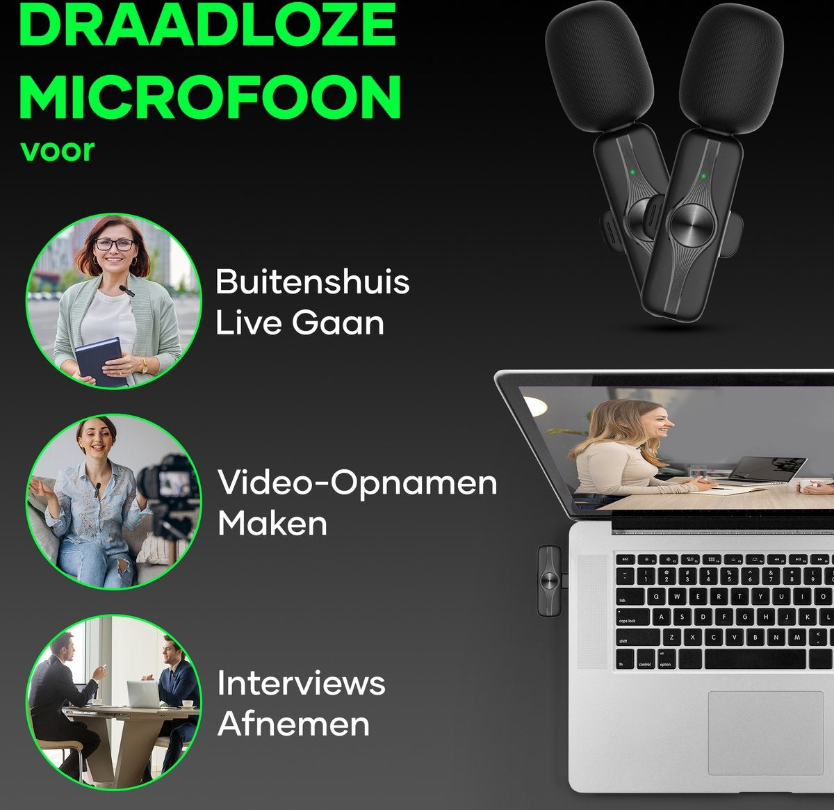 MATTIÂ® 2-in-1 - Drahtloses Mikrofon - USB-C - Mikrofon - Tie Pin Mikrofon - Android & Laptops