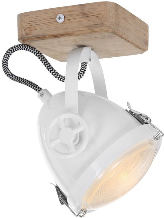 Deckenleuchte Michelle Weiß – dreh- und neigbar – Holz und Metall – Mexlite – 20 cm hoch, 11 cm Durchmesser