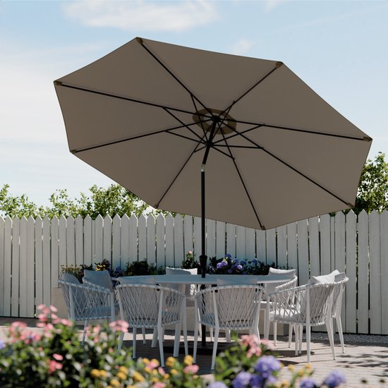 LifeGoods Sonnenschirm - Garten - Ø350 cm - 30° neigbar - Wasserdicht - UPF50+ - Taupe