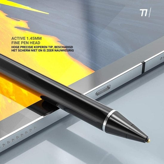 Tikkens 2 in 1 Active Stylus Pen - Für Tablet, Ipad, Android und Apple Phones - Schwarz