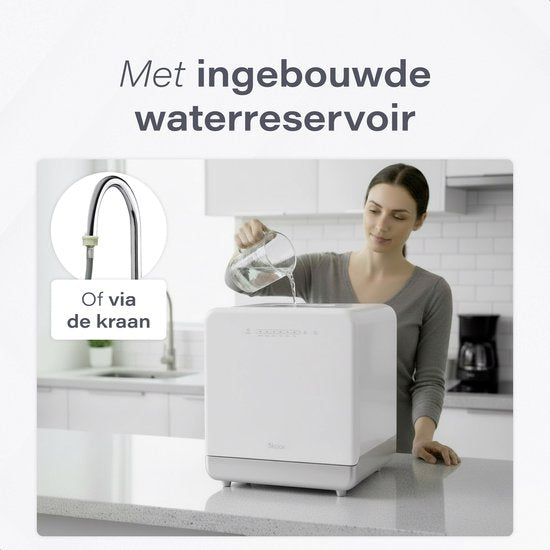 Skoov Mini-Geschirrspüler Freistehend - 43 x 45 x 46 cm - 900 Watt - Mit 6 Programmen - 5 Liter Wasserverbrauch - Kunststoff/Metall - Weiß