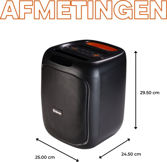 Denver - BPS165 - Bluetooth Party Lautsprecher - Discolichter - inkl. Fernbedienung - Mikrofonanschluss - Schwarz