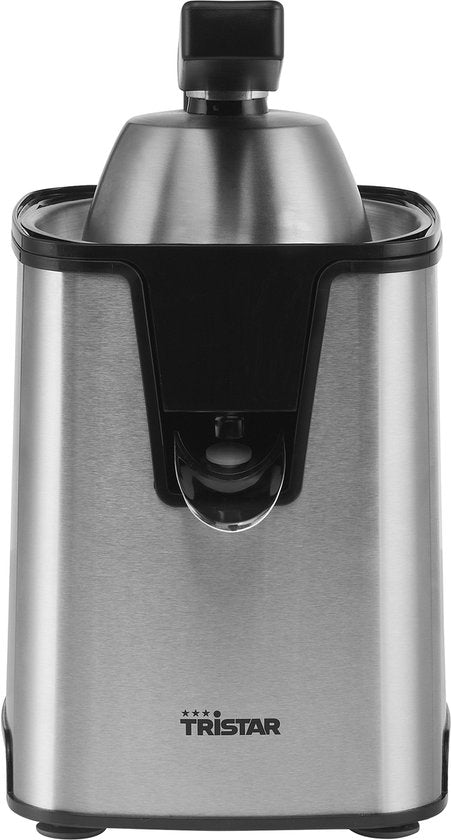 Tristar Elektrische Zitruspresse – CP-3009 – 350 W – inkl. 2 Presskegel, Fruchtfleischfilter, Tropfstopp, Presshebel – Edelstahl
